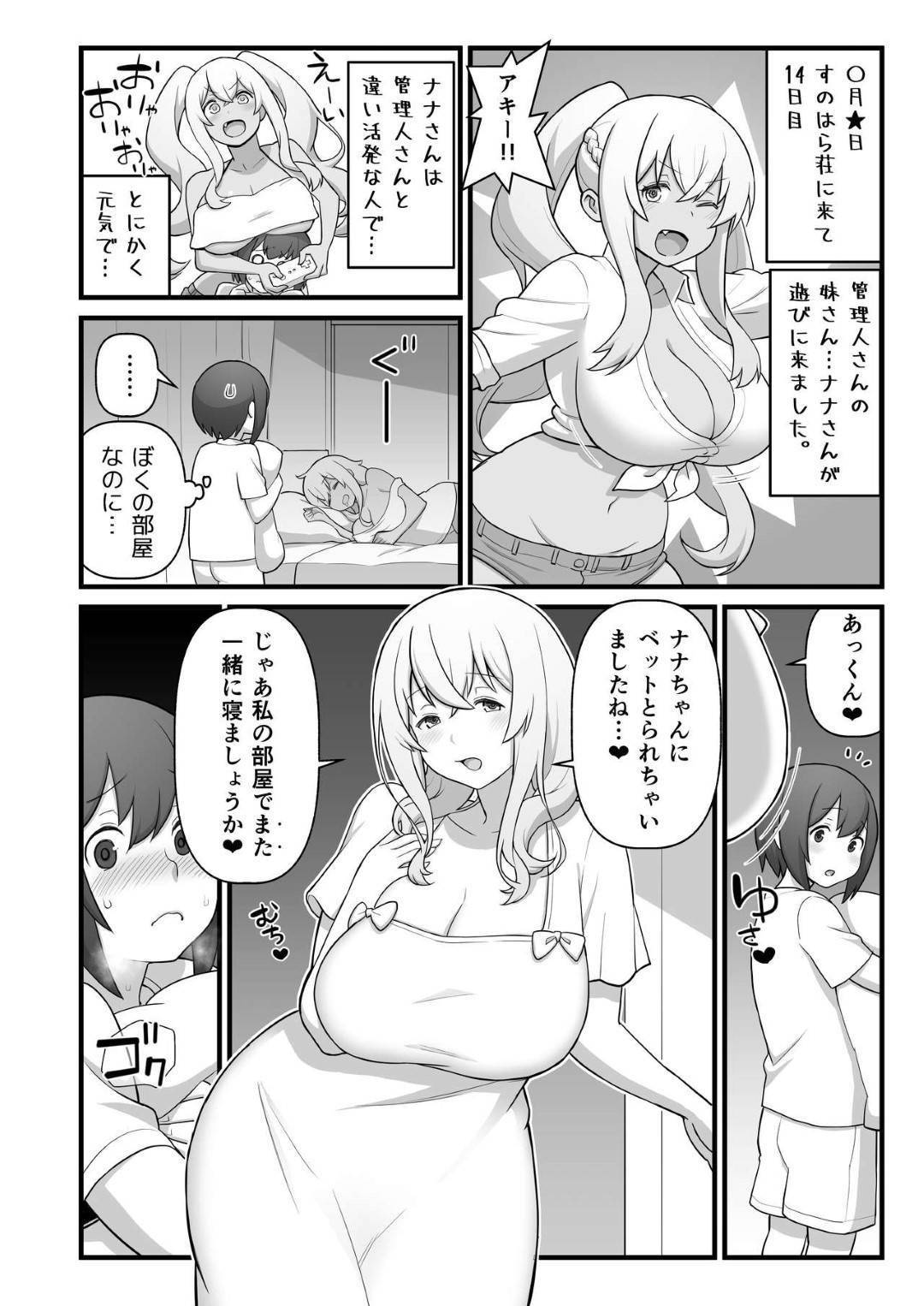 【エロ漫画】唯一男の住人であるショタ男子を射精管理する爆乳痴女管理人…逆痴漢して手コキでヌキまくり生ハメ中出し逆レイプで童貞と精子を奪い取る【角砂糖：あっくんの日記帳】