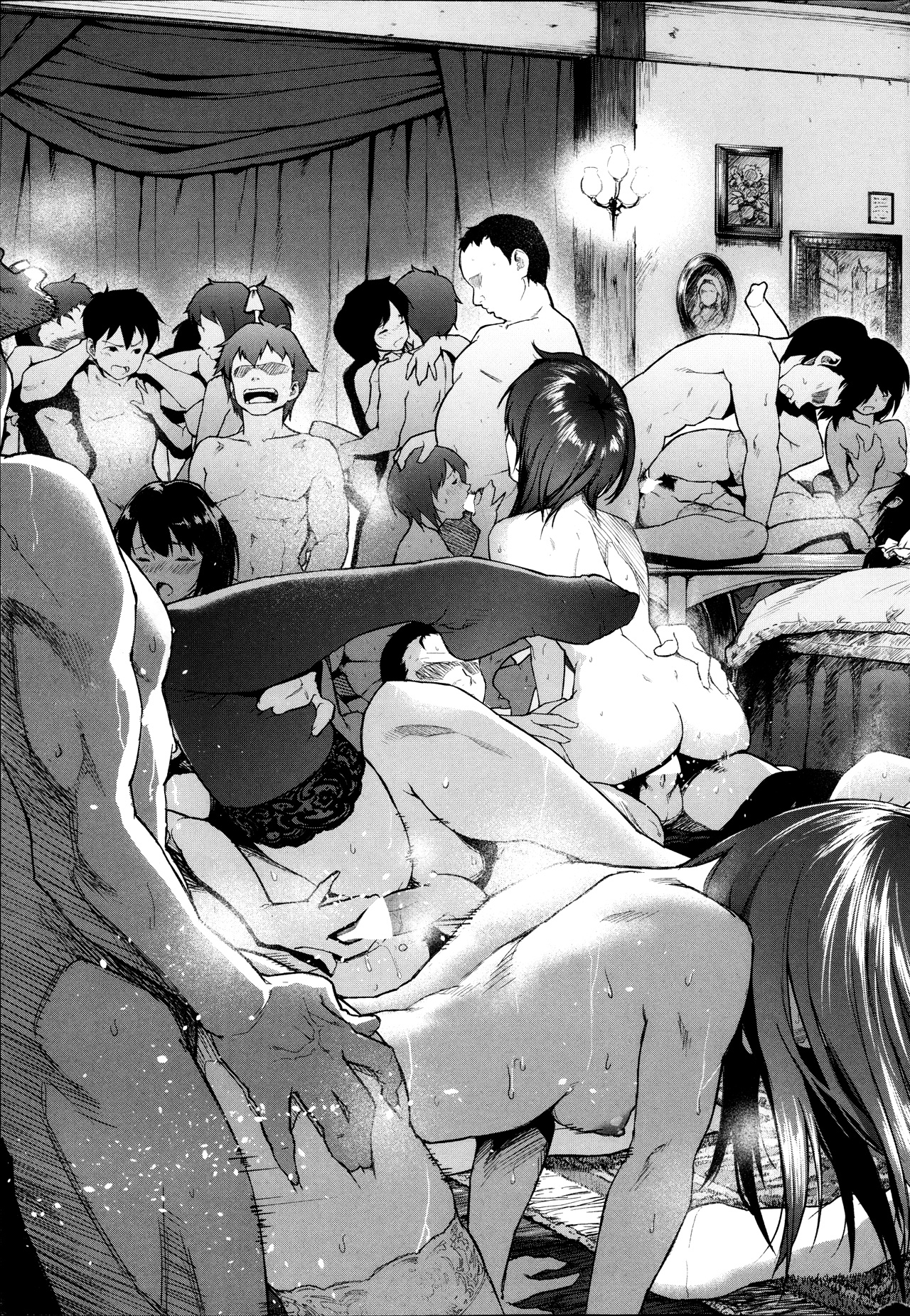【エロ漫画】【エロ漫画】高校生時代の同級生がAV女優だった…乱交パーティーで自分の女が他人棒でアクメ感じてる姿に絶句【モヤモヤ：乱れ撮り】