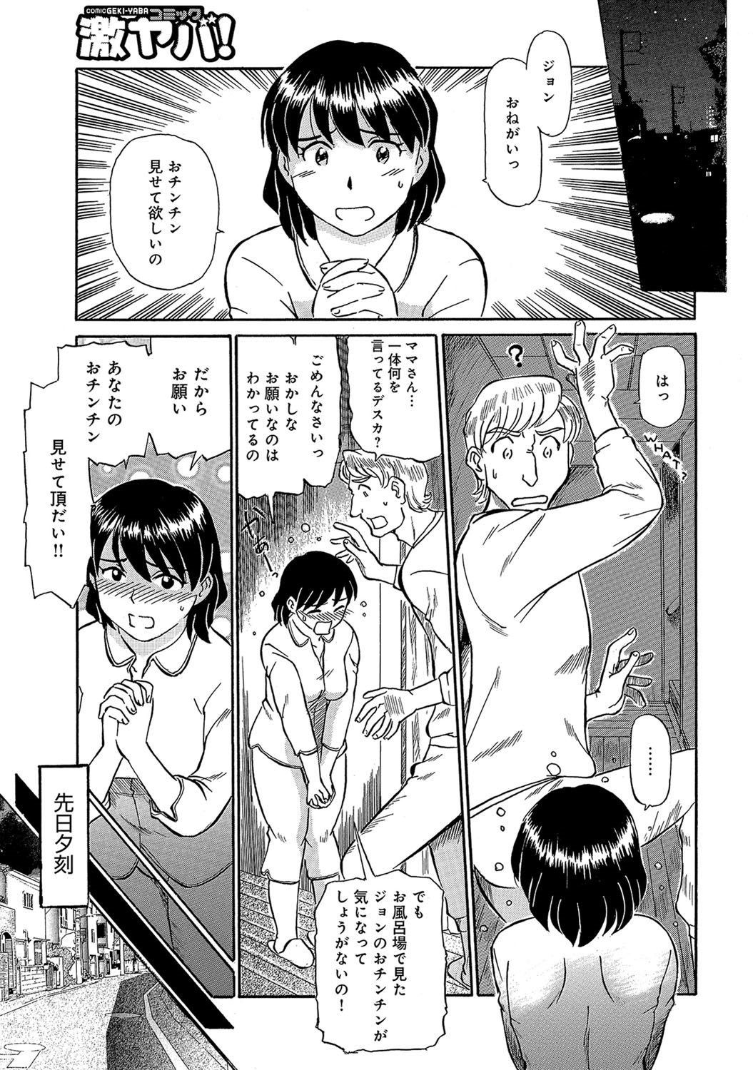 【エロ漫画】【エロ漫画】外国人留学生の巨根ちんぽに堕ちちゃう淫乱人妻…手コキやフェラをして生ハメ中出しアクメ堕ちしちゃう【ふじさわたつろー:息子の友達はビッグボーイ】