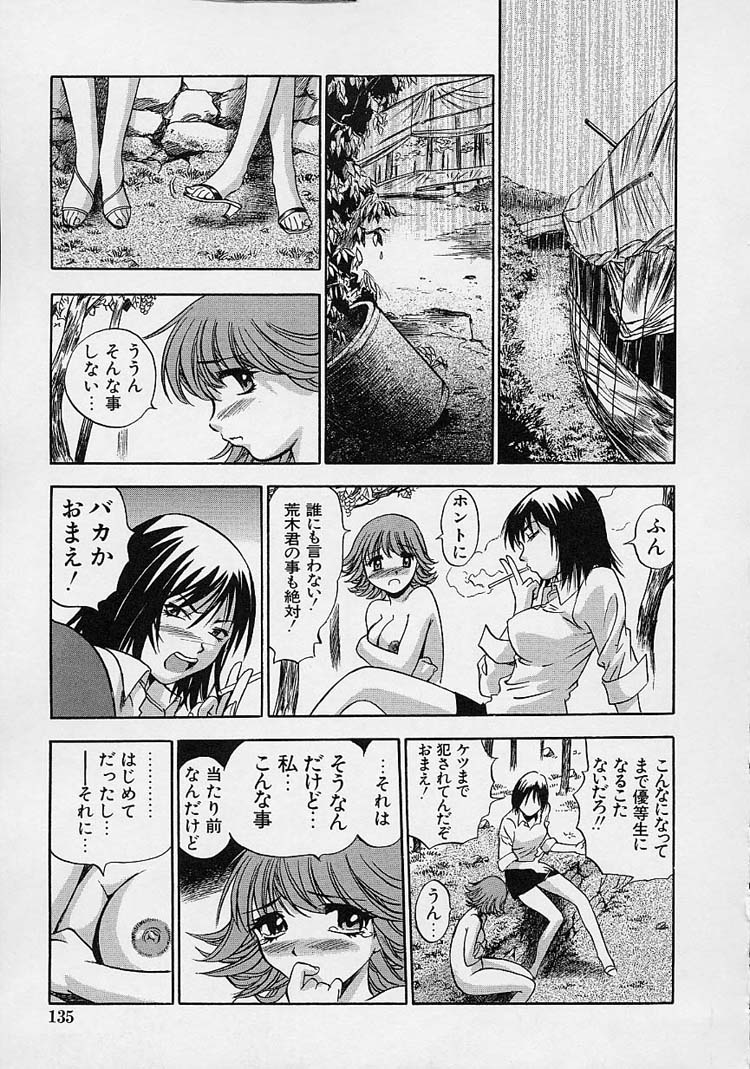 【エロ漫画】【エロ漫画】巨乳でかわいい処女のJK…同級生の不良JKと同級生男子がセックスしているところを出くわし、処女なのに拘束、緊縛され同級生男子に巨根を生挿入され無理やりレイプされる。【The Seiji：葡萄】
