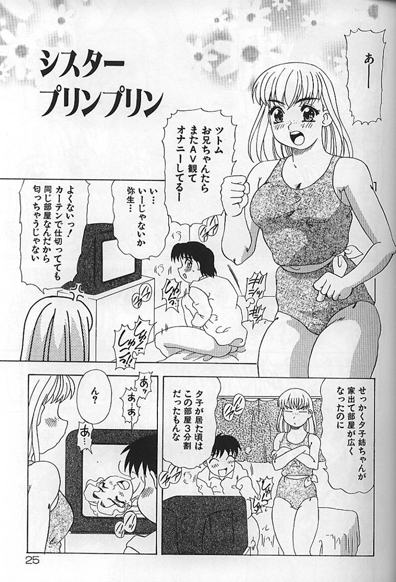 【エロ漫画】姉がAVに出ているのを見てオナニーしちゃう兄に嫉妬しちゃう妹…兄をクンニをされてトロ顔で生ハメ近親相姦セックスしちゃう【目白次美：シスタープリンプリン】
