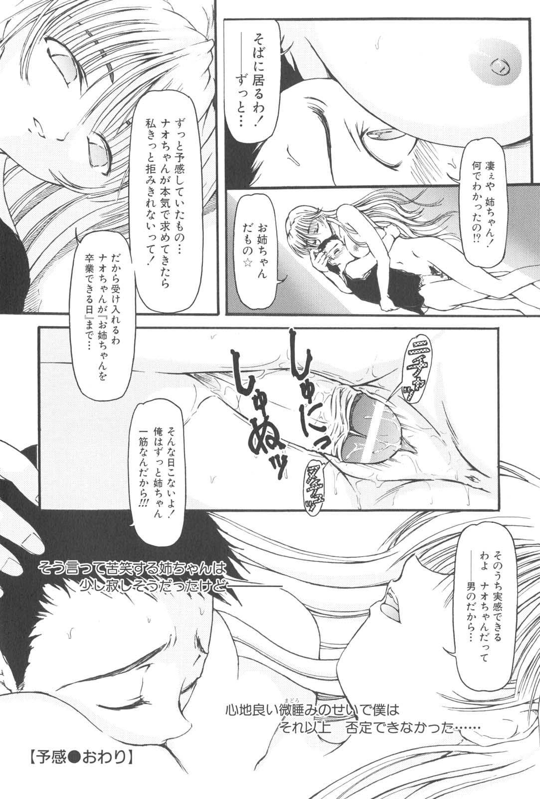 【エロ漫画】【エロ漫画】弟に襲われちゃうお姉さん…フェラや騎乗位で生ハメ中出しいちゃラブセックスで近親相姦セックスしちゃう【藤宮博士：予感】