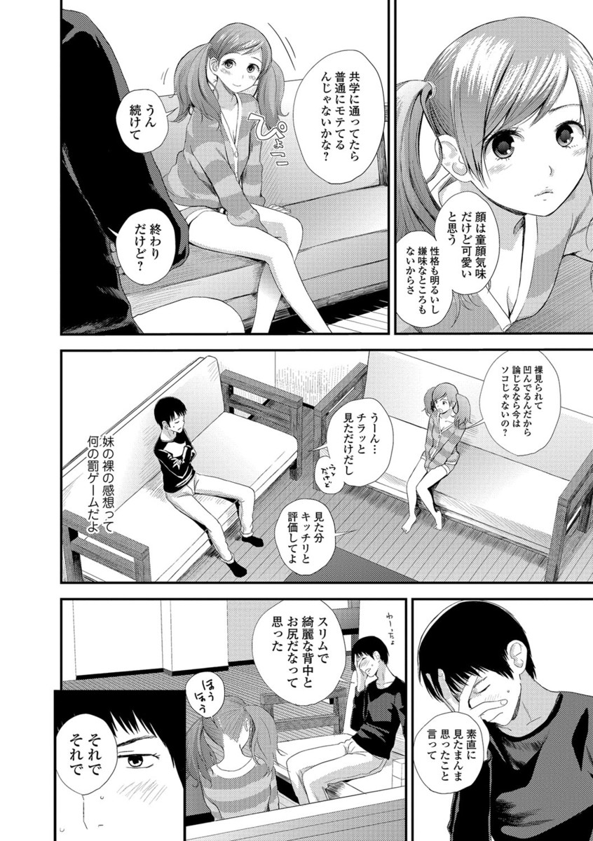 【エロ漫画】【エロ漫画】妹が鏡の前で全裸に！お兄ちゃんに目撃されてしまってクンニされ近親相姦ファックしちゃった！！【吉田鳶牡：妹レビュー】